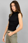 RD Style Yve Funnel Neck Top- Black-Hand In Pocket