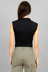 RD Style Yve Funnel Neck Top- Black-Hand In Pocket