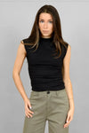 RD Style Yve Funnel Neck Top- Black-Hand In Pocket