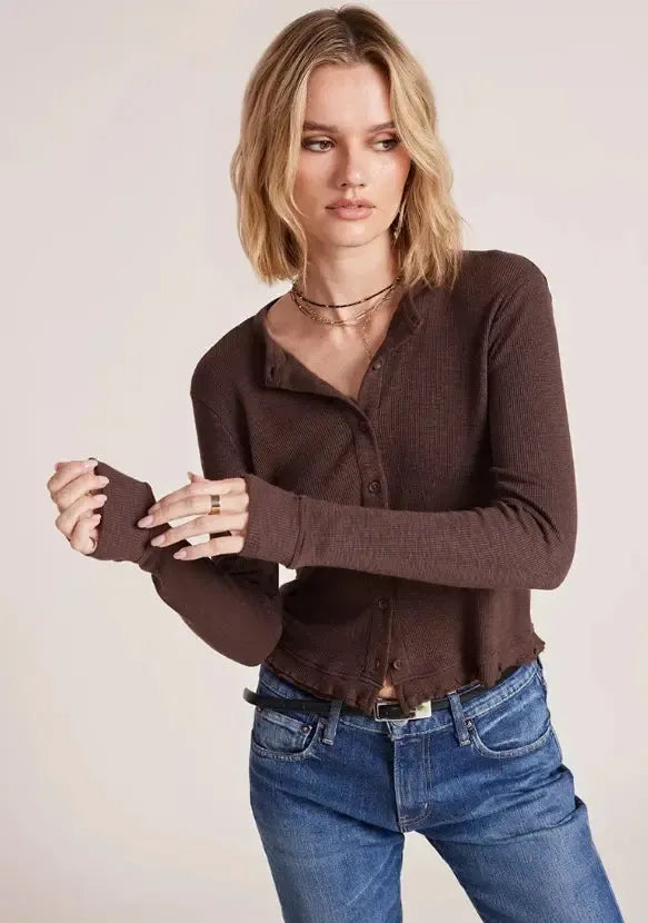 Bobi Ruffle Cardigan - Mocha