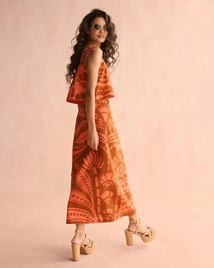 Omika Sammi Skirt - Naia Terracotta-Hand In Pocket