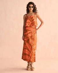 Omika Sammi Skirt - Naia Terracotta-Hand In Pocket