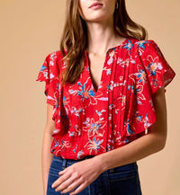 Cleobella Sheenie Blouse- Fiore Rosso-Hand In Pocket