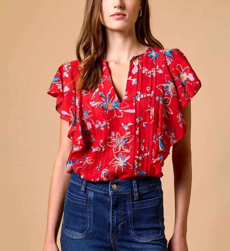 Cleobella Sheenie Blouse- Fiore Rosso-Hand In Pocket