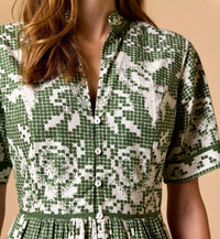 Cleobella Starling Mini Dress-Verdant Flight-Hand In Pocket