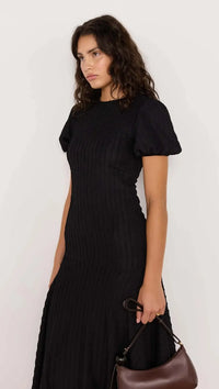 MINKPINK Anais Drop Waist Midi Dress- Black-Hand In Pocket