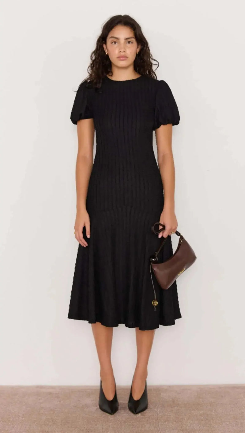 drop waist midi dress short sleeve Drop-Waist Short-Sleeve Iridescent Midi Dress