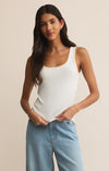 Z Supply Jaidynn Rib Tank- White-Hand In Pocket