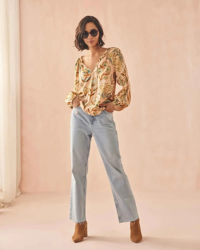 Omika Tiya Blouse- Aleena Butternut-Hand In Pocket