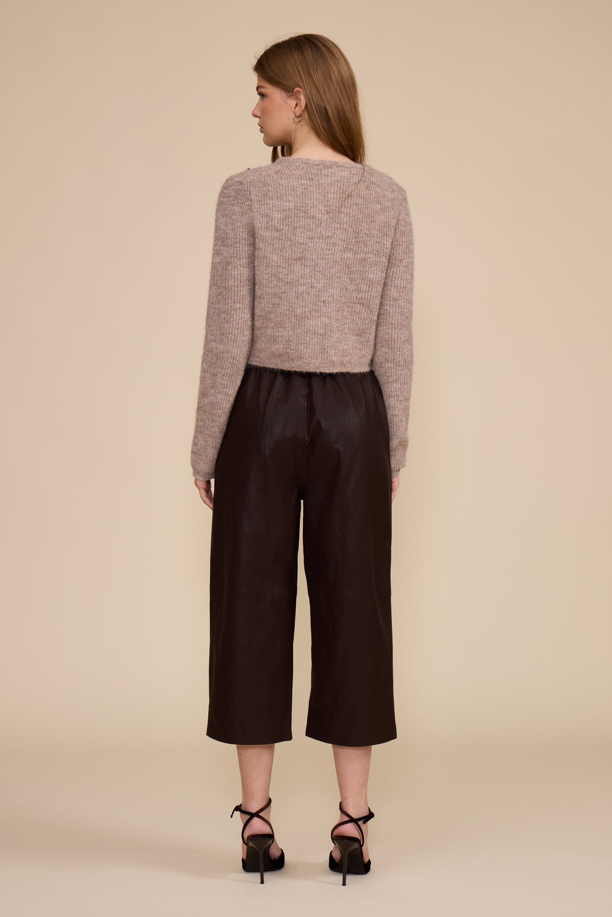 Lucy Paris Jason Faux Leather Pant - Brown-Hand In Pocket