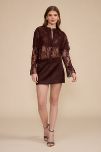 Lucy Paris Lili Lace Capelet Top - Brown-Hand In Pocket