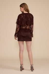 Lucy Paris Lili Lace Capelet Top - Brown-Hand In Pocket