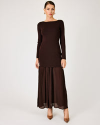 Line + Dot Gemma Dress - Dark Brown-Hand In Pocket