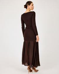 Line + Dot Gemma Dress - Dark Brown-Hand In Pocket
