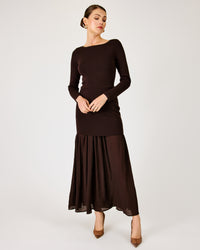 Line + Dot Gemma Dress - Dark Brown-Hand In Pocket