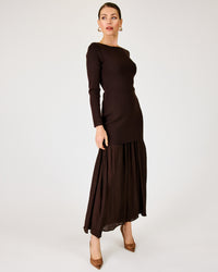 Line + Dot Gemma Dress - Dark Brown-Hand In Pocket
