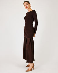 Line + Dot Gemma Dress - Dark Brown-Hand In Pocket