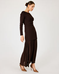 Line + Dot Gemma Dress - Dark Brown-Hand In Pocket