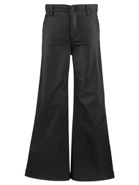 KUT Meg High Rise Fab Ab Wide Leg - Matte Black-Hand In Pocket