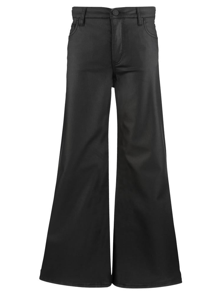 KUT Meg High Rise Fab Ab Wide Leg - Matte Black-Hand In Pocket