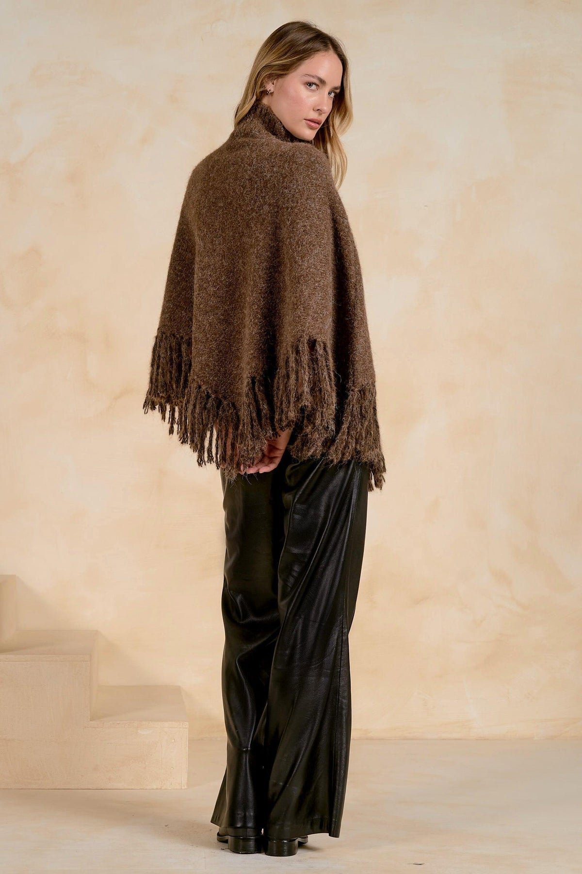 Elan Elise Fringe Sweater - Brown-Hand In Pocket
