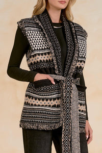 Elan Sleeveless Sweater Cardigan - Black-Hand In Pocket