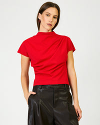 Line + Dot High Neck Lennon Top - Tomato-Hand In Pocket