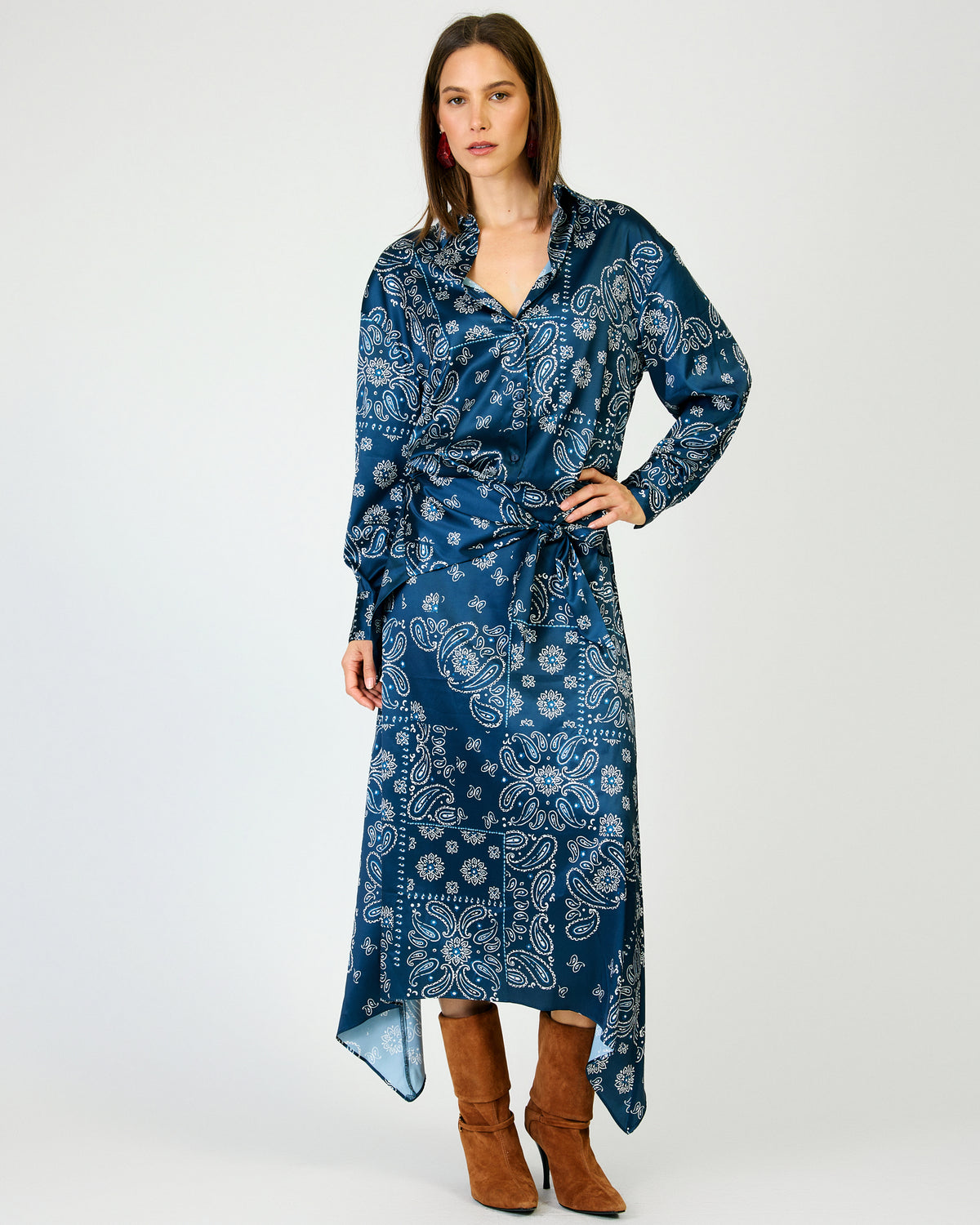 Line + Dot Tora Shirt - Navy-Hand In Pocket