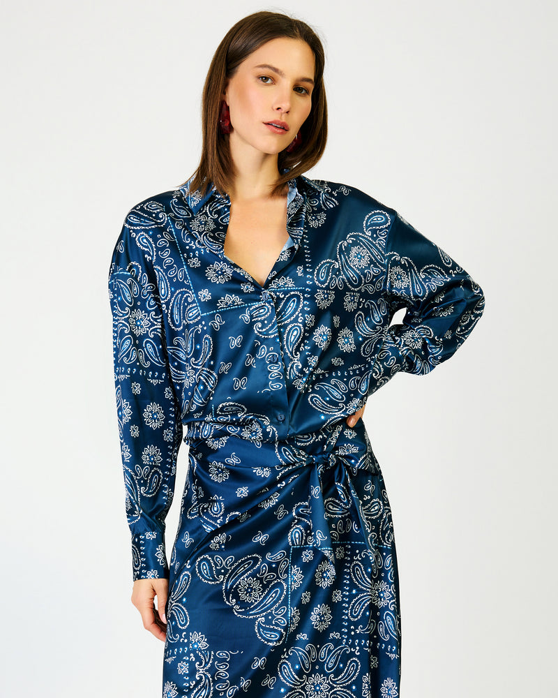 Line + Dot Tora Shirt - Navy-Hand In Pocket