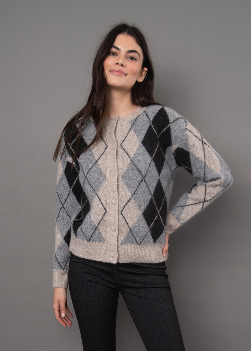 RD Style Agrippina Cardigan - Argyle-Hand In Pocket