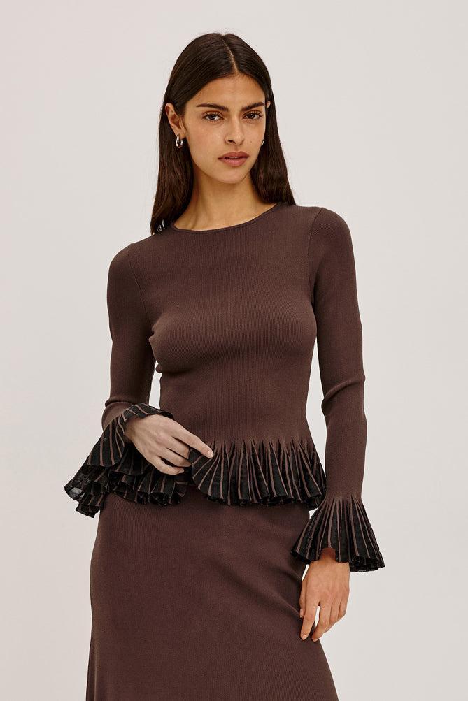Rails Nora Top - Brown Black Organza-Hand In Pocket