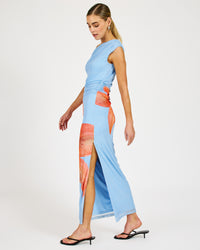 Line + Dot Avah Mesh Dress - Blue/Orange-Hand In Pocket