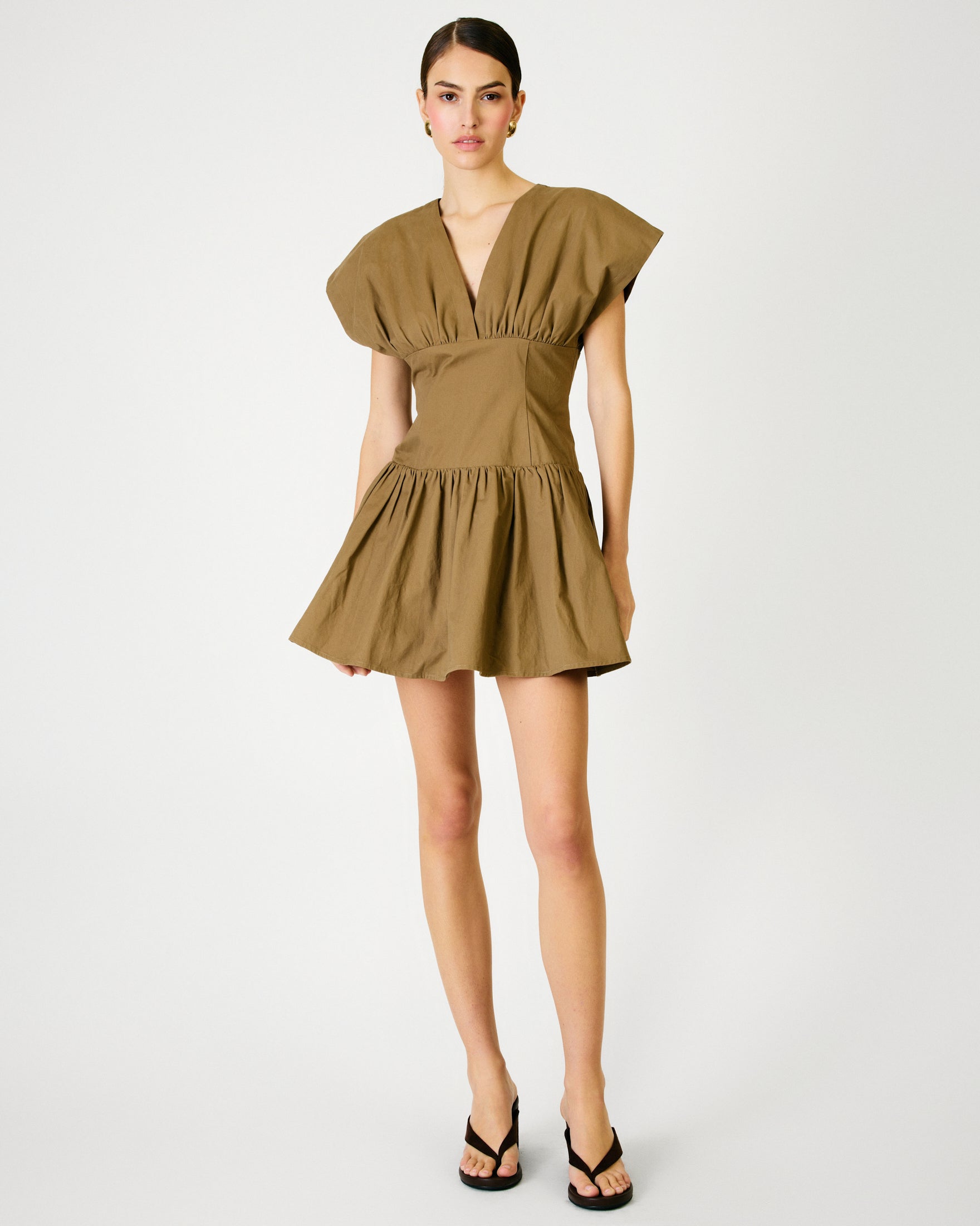 Line + Dot Hamish Mini Dress - Mocha-Hand In Pocket