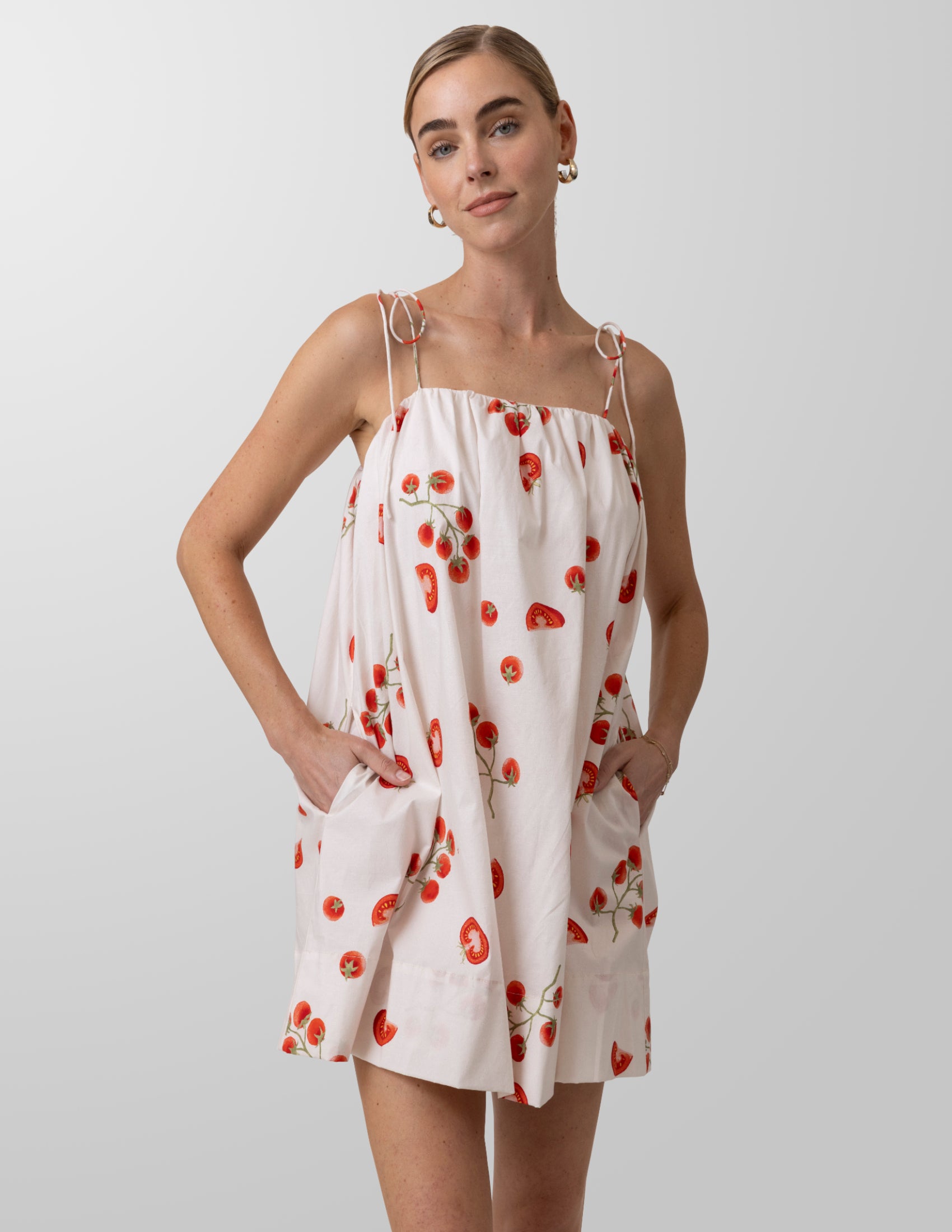 Line + Dot Bellissimo Mini Dress - Ivory Multi-Hand In Pocket