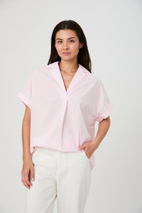 French Connection Rhodes Poplin Blouse - Pink Icing-Hand In Pocket