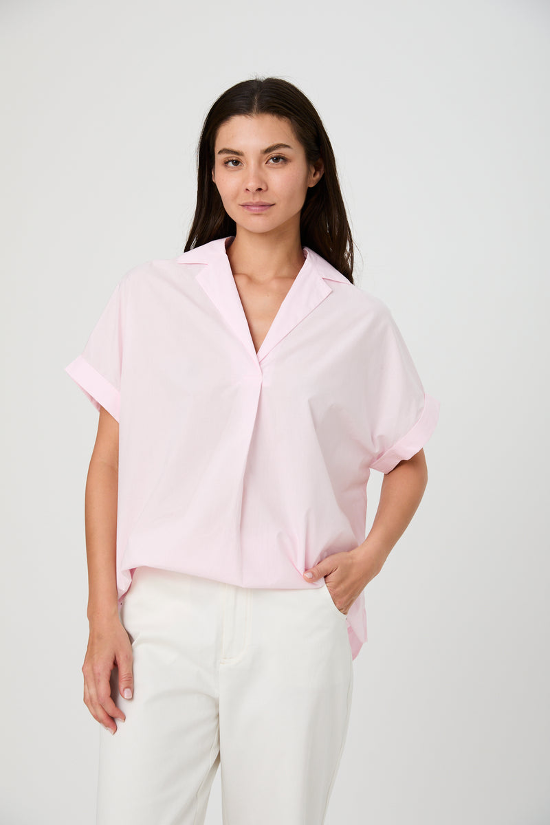 French Connection Rhodes Poplin Blouse - Pink Icing-Hand In Pocket