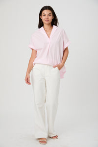 French Connection Rhodes Poplin Blouse - Pink Icing-Hand In Pocket