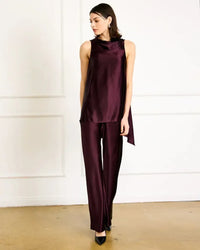 Line + Dot Petrea Pants- Aubergine-Hand In Pocket