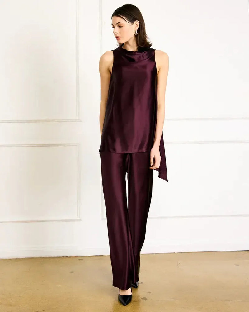 Line + Dot Petrea Pants- Aubergine-Hand In Pocket