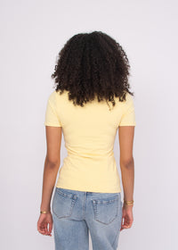RD Style Valenna SS V-Neck Tee - Double Cream-Hand In Pocket