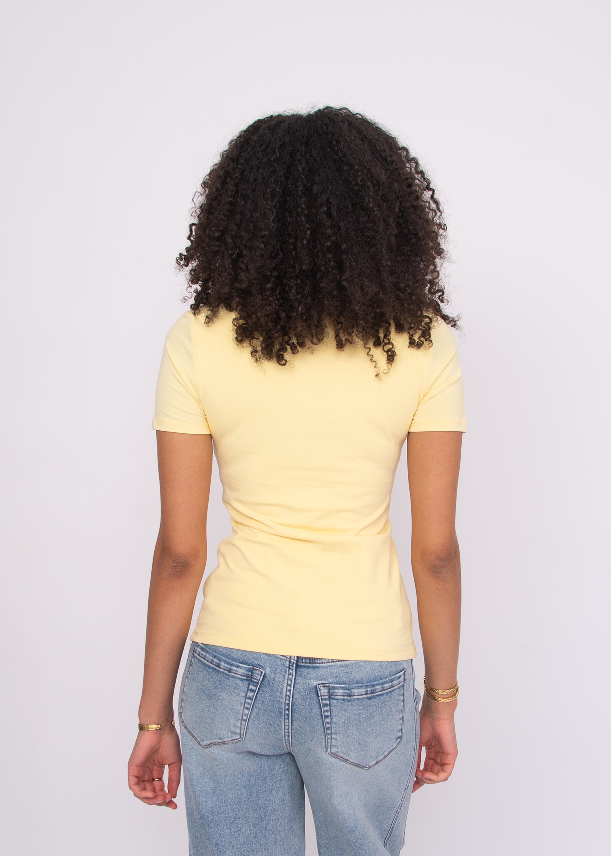 RD Style Valenna SS V-Neck Tee - Double Cream-Hand In Pocket
