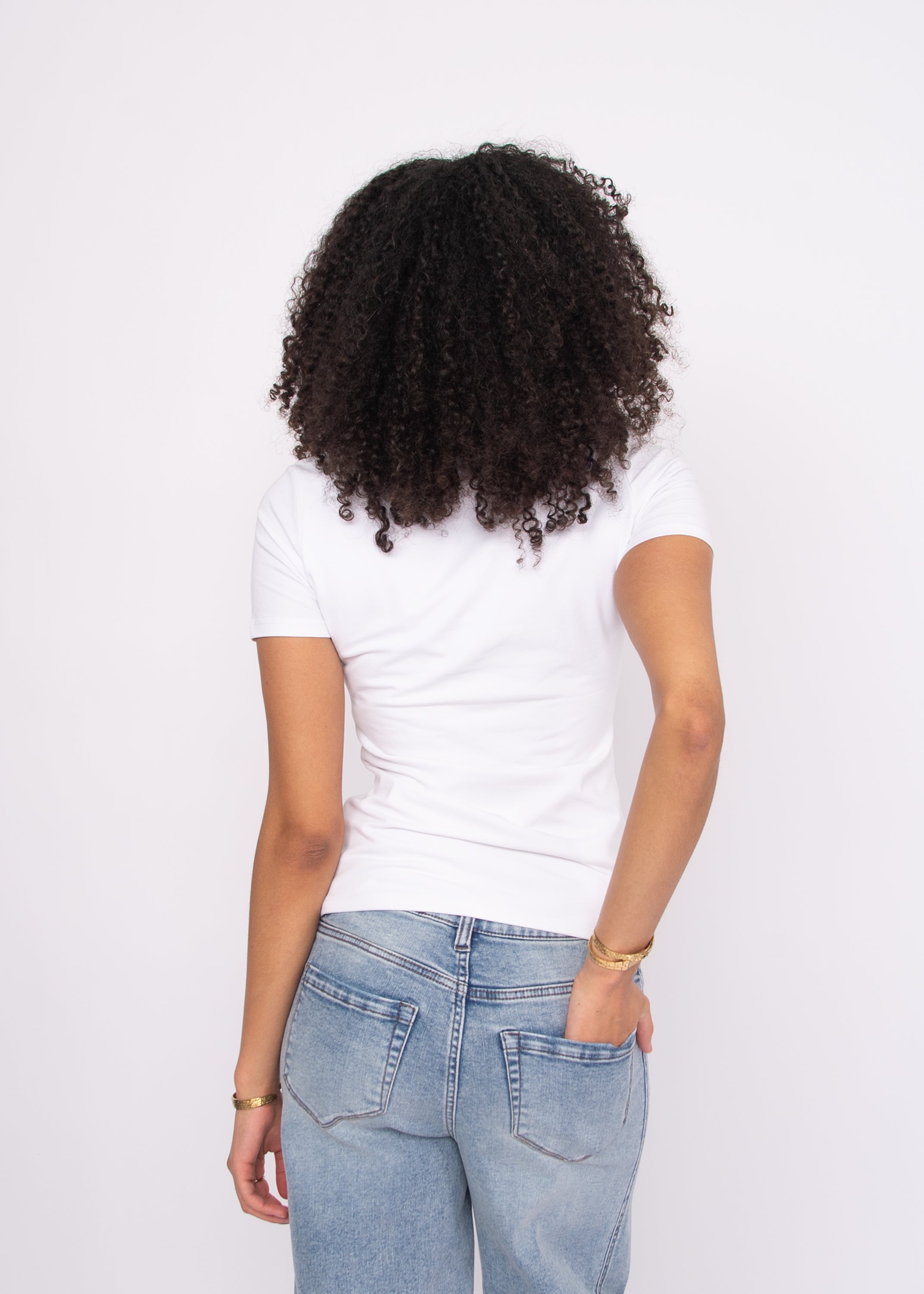 RD Style Valenna SS V-Neck Tee - White-Hand In Pocket
