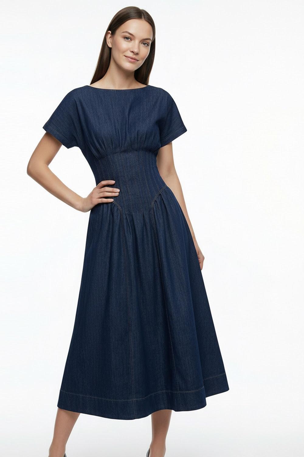 Exquise Elvaina Dress - Navy Blue
