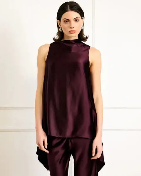 Line + Dot Petrea Pants- Aubergine-Hand In Pocket