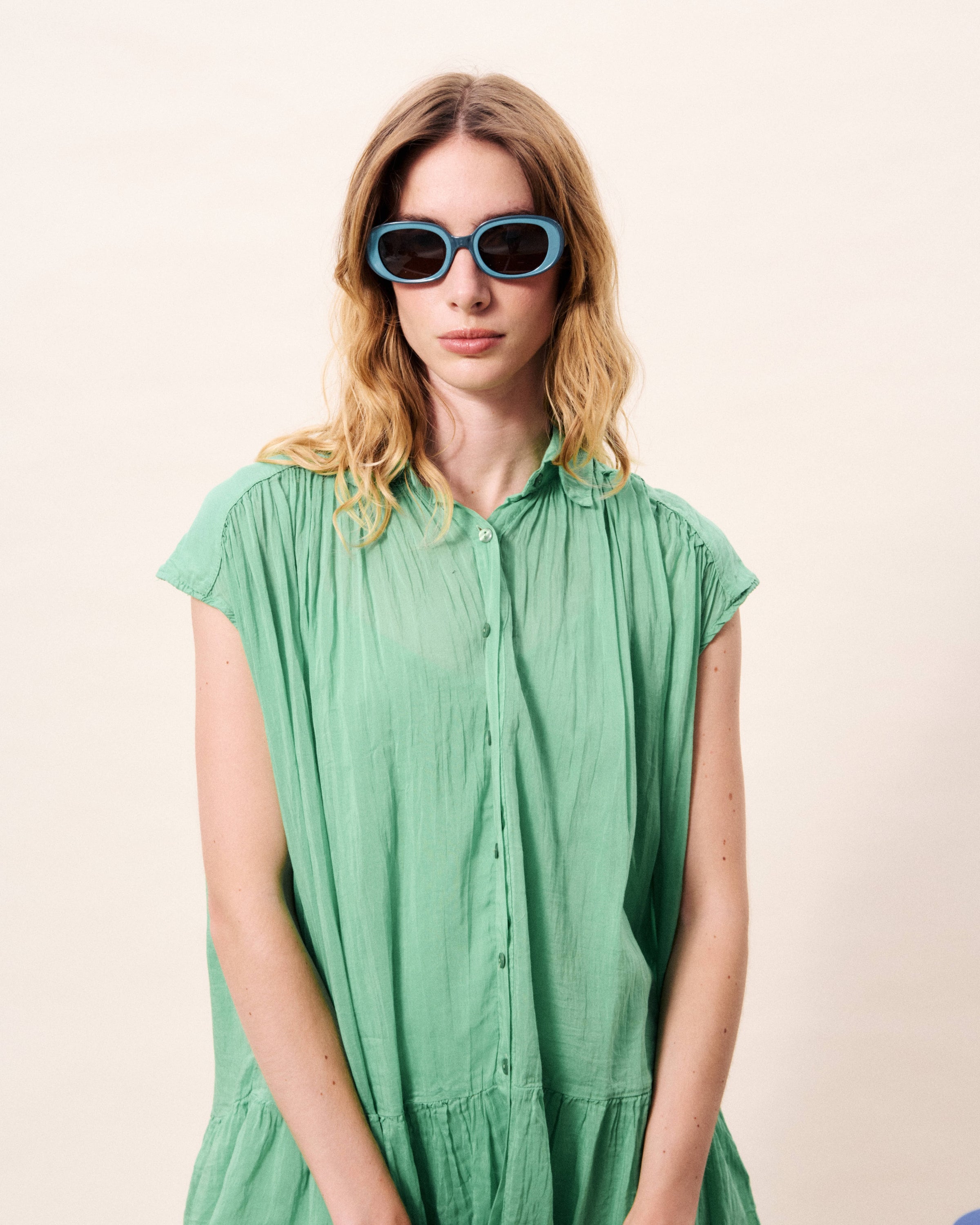 FRNCH Opale Dress- Green-Hand In Pocket