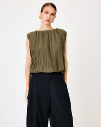 Line + Dot Rae Top - Olive-Hand In Pocket