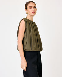 Line + Dot Rae Top - Olive-Hand In Pocket