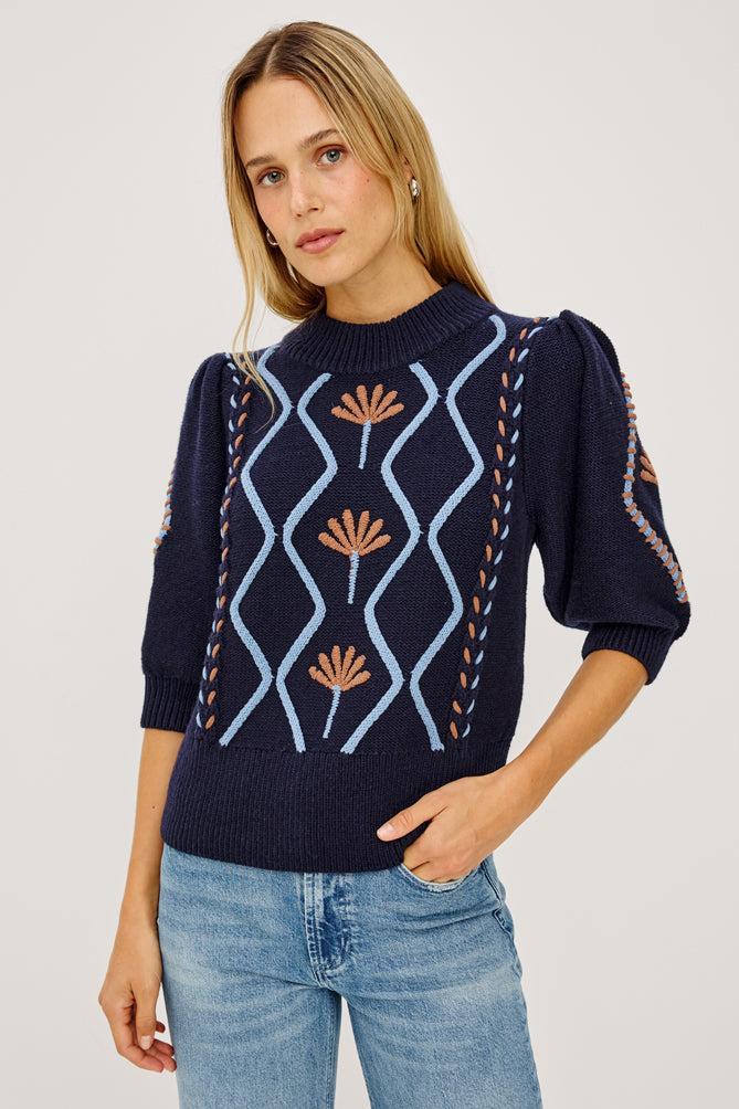 Rails Addy Sweater - Floral Cables-Hand In Pocket
