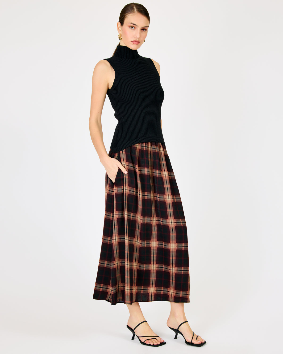 Line + Dot Kristopher Mix-Media Dress - Black Multi-Hand In Pocket
