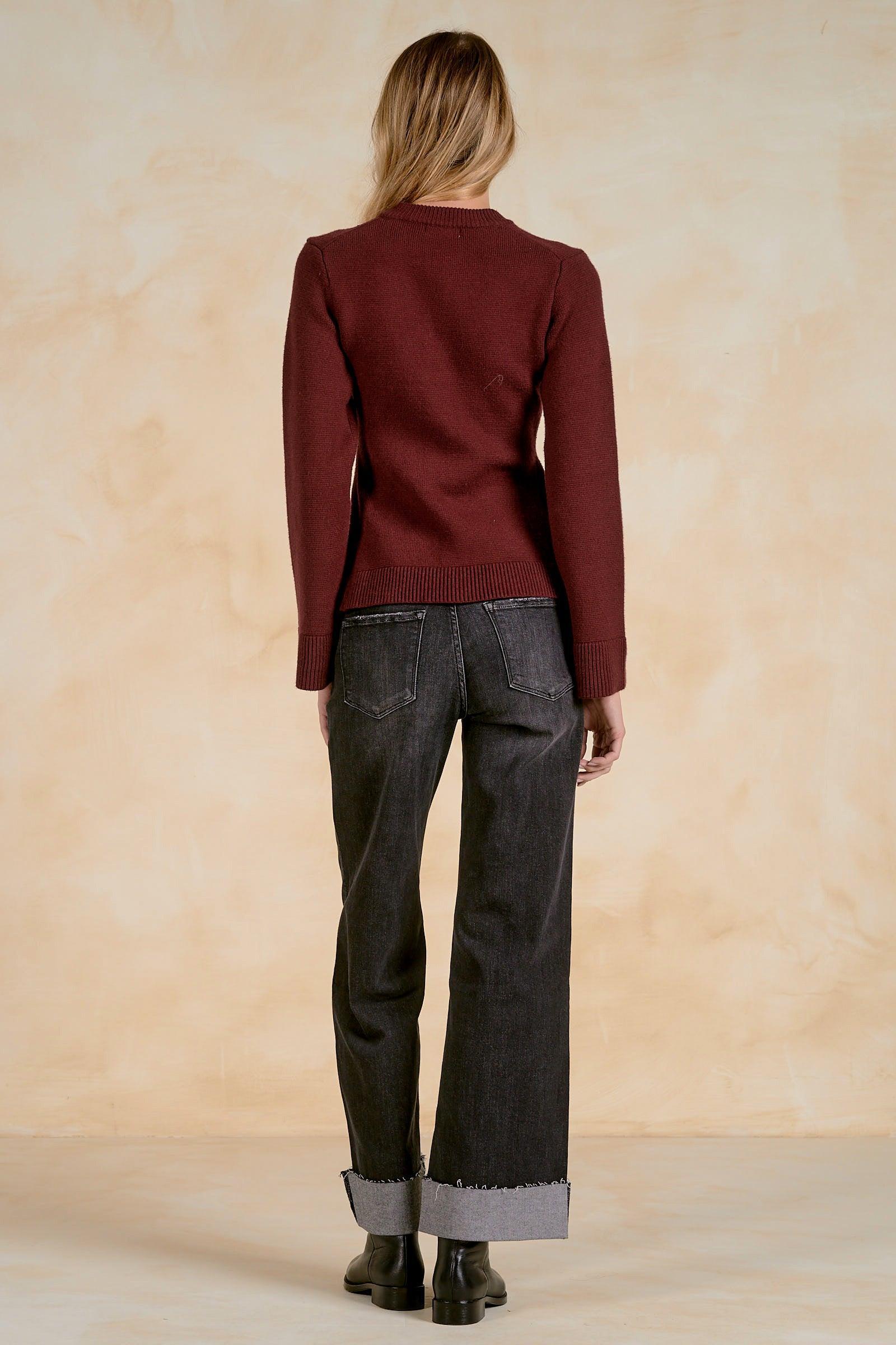 Elan Victoria Cardigan - Burgundy-Hand In Pocket